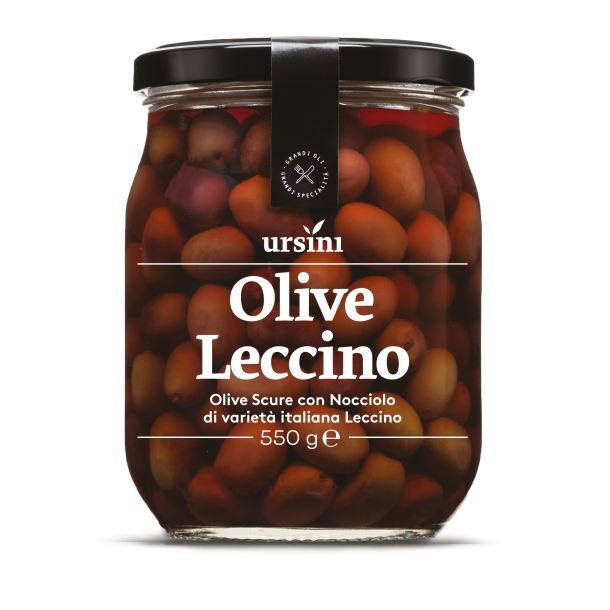 Sorte Leccino oliven i saltlage, 580g, Bedst fr 2025-04-01