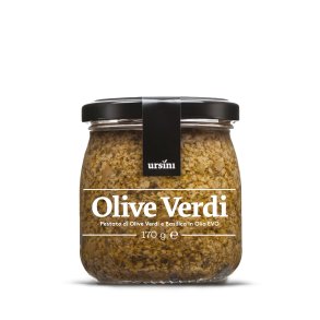 Pesto af grnne oliven og basilkum  i ekstra jomfru oliven olie, 170g. Bedst fr 2027-06-26